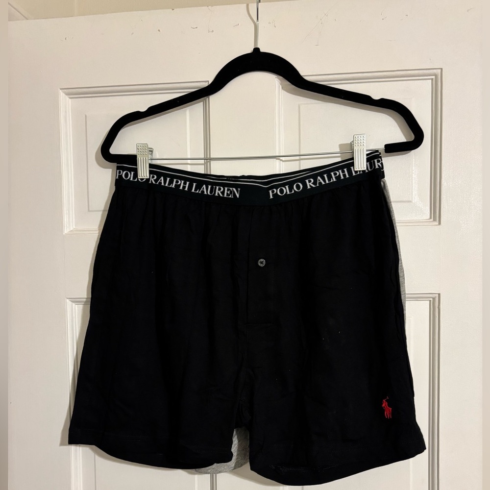 2Pk Polo Ralph Lauren Men's Black & Grey Boxers with Red Logo